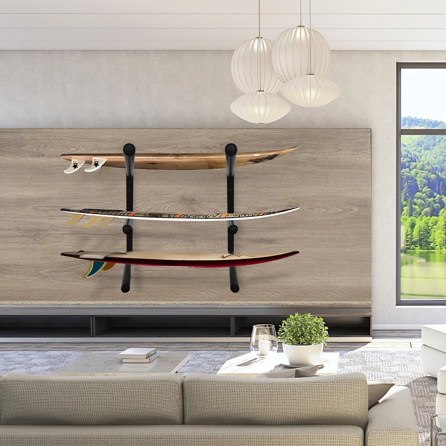 Surfboard Racks for The Wall, Surfboard Rack Hanger Works as a Shortboard, Skimboard & Longboard Hanger or Stand